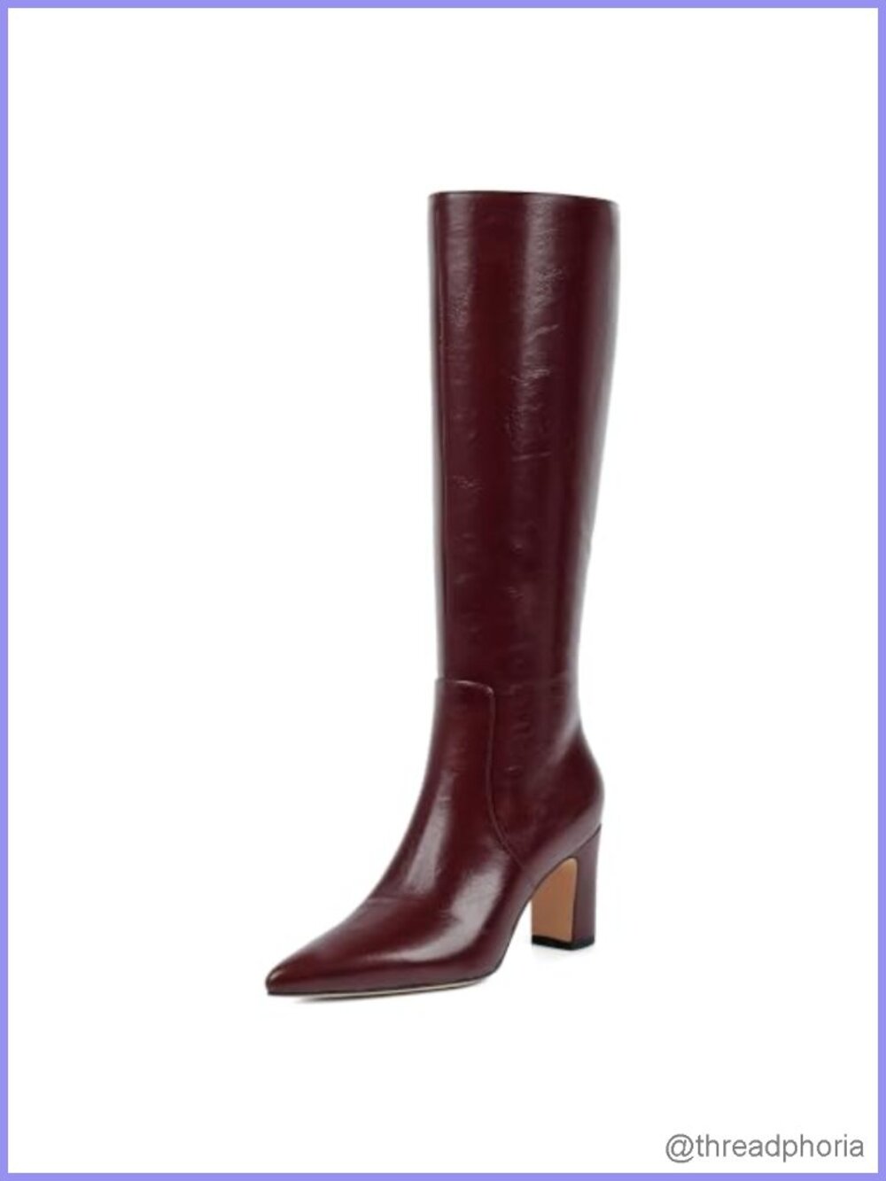 Knee High Boots Pointed Toe Chunky Heel Faux Leather Women's Tall Boots